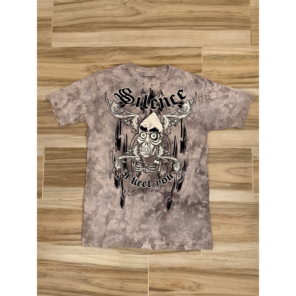 Jeff Dunham Achmed The Dead Skeleton Tie Dye Studded T-Shirt Grey XXXL